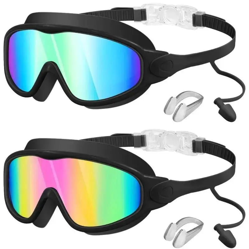 Kids' Snorkeling Mask with Earplugs & Nose Clip, Anti-Fog UV Waterproof Swim Goggles for Ages 5-14, Comfortable Silicone Frame for Safe Diving, UV Swimming Goggles, Swimming Accessories