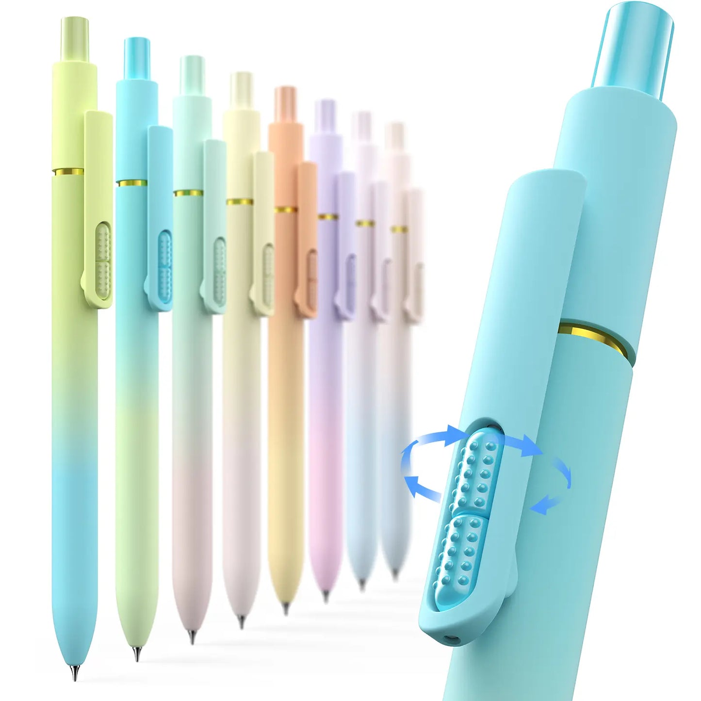 Hiacry 8 Pcs Gel Pens - 0.7Mm Fine Point Smooth Writing Black Ink, Quick-Dry Long Lasting Fidge Pens, School & Office Supplies for Men Women