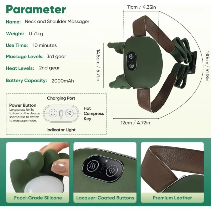 Hand Shoulder Neck Massager, Realistic Hand Massage, Heat Therapy, Finger Pressure, Rechargeable, Christmas Gift, New Year Gift, Valentine'S Day Gift, USB Rechargeable Massagers