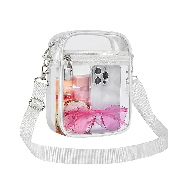Stadium Approved Clear Crossbody Backpack - Waterproof PVC Transparent Bag with Adjustable Strap for Men & Women, Ideal for Concerts, Sports Events, Festivals, Travel, Swimming & Beach