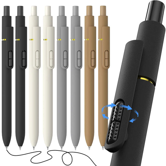 Hiacry 8 Pcs Gel Pens - 0.7Mm Fine Point Smooth Writing Black Ink, Quick-Dry Long Lasting Fidge Pens, School & Office Supplies for Men Women