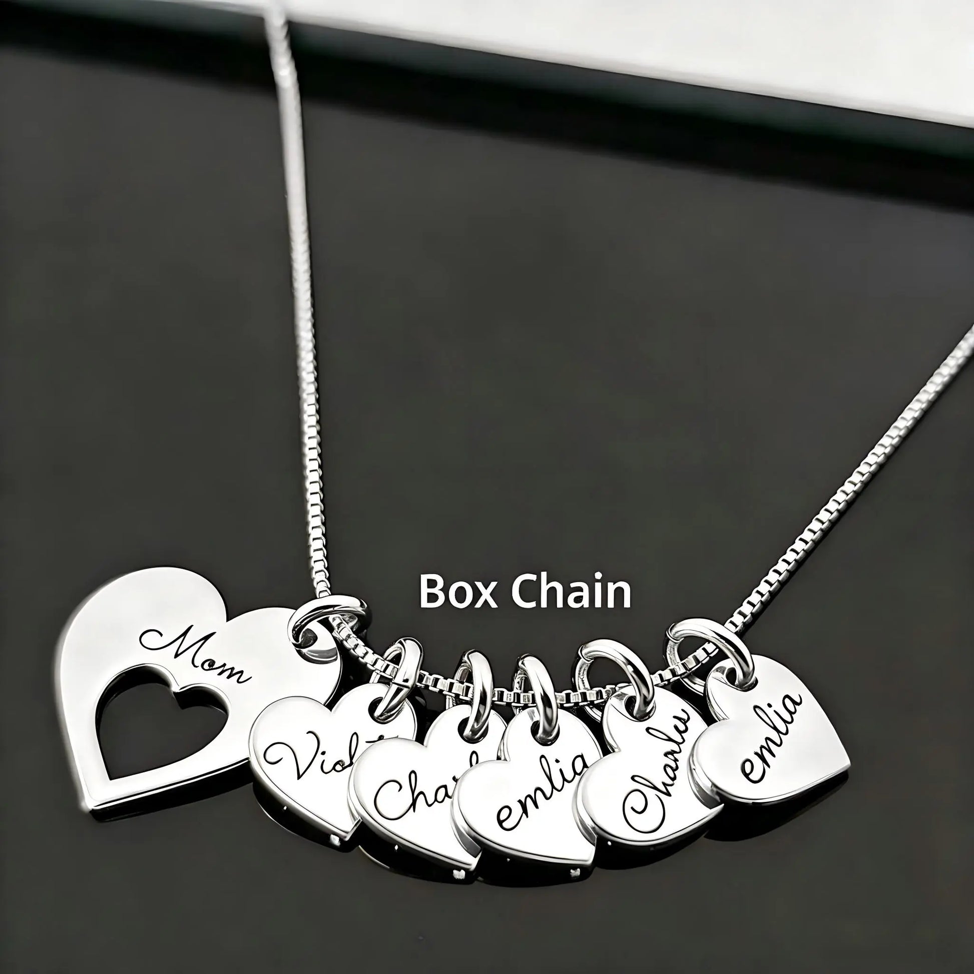 AS198 for Mother'S Day Meaninful Personalized Hearts Name Multiple Heart Names Necklace, Family Keepsake Necklace Family Names Mom'S Day Gift