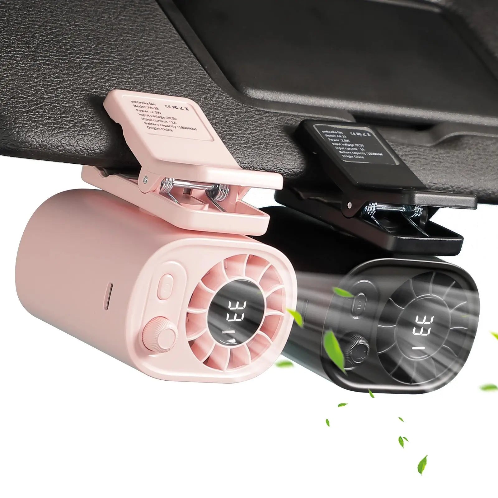 Summervibes JOYTUTUS 2026 Car Clip on Fan with LED Display - 360° Rotation, 100 Speeds Adjustable, USB Rechargeable Personal Summer Clip Fan, 3Hr 1800Mah Battery, Wide Clamp for Car Sun Visor, Car Back Seat, Baby Stroller, Desktop & Multiple Scenes