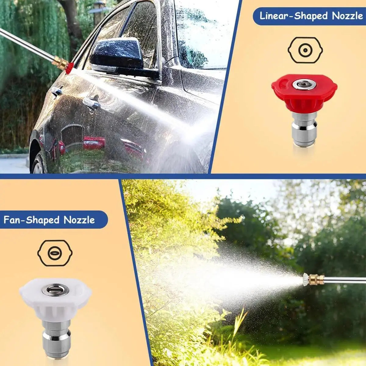 【Summervibes】Jet Nozzle Power Washer for Garden Hose, Includes 2 High-Pressure Nozzles and Quick Connectors | Hydro Jet High Pressure Washer Tools.