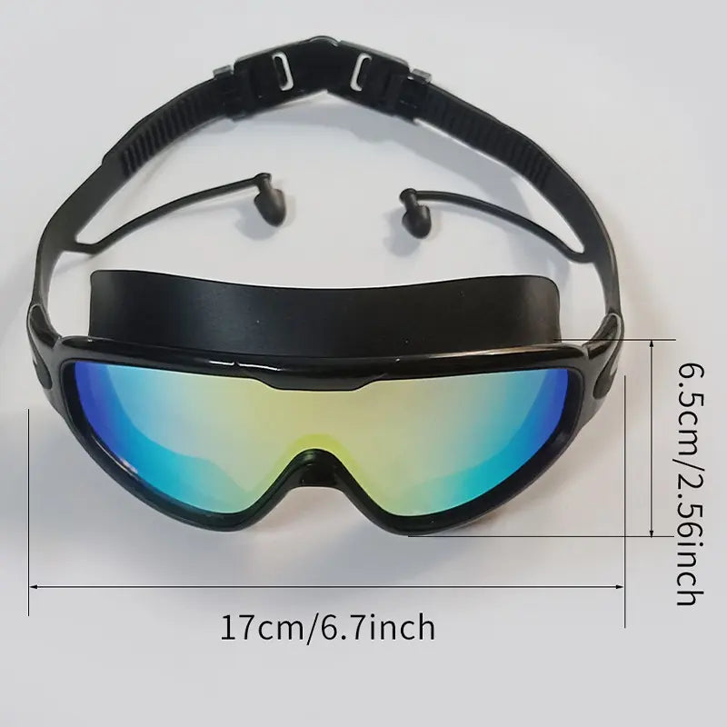 4 Pack Swimming Goggles Set, 4 PCS Adult Large Frame Swim Glasses with Nose Clip and Earplugs, Unisex UV Protection Waterproof Anti-Fog, Swimming Accessories