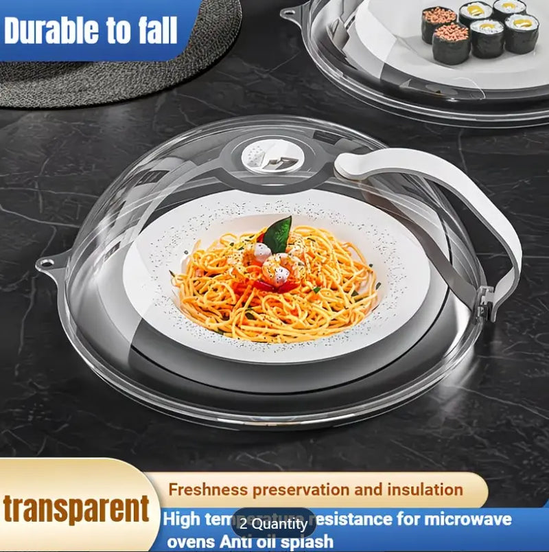 2 PCS Microwave Splatter PC Material Cover with Handle, Reusable Microwave Lid Food, Modern Kitchen Utensils, Kitchen Gadgets, Kitchen Accessories
