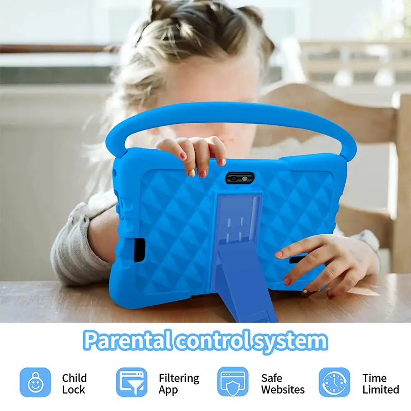 7-Inch Kids Touchscreen Tablet, Quad-Core Android 13.0, 4GB RAM 64GB Storage, 1280X800 Resolution, Dual Cameras, Wifi Bluetooth-Compatible, Parental Control