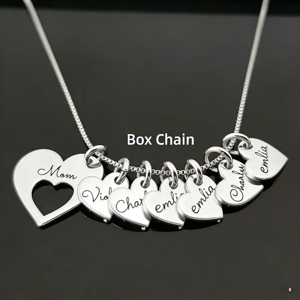 AS198 for Mother'S Day Meaninful Personalized Hearts Name Multiple Heart Names Necklace, Family Keepsake Necklace Family Names Mom'S Day Gift