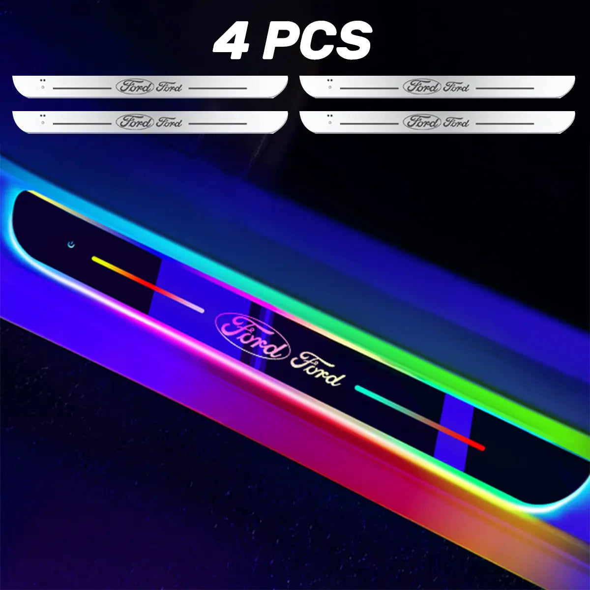 4PCS Magnetic LED Car Door Sill Welcome Light | RGB Sensor Activated Step Lamp for All Vehicles | Wireless USB Charging Interior Decorative Pedal | Easy Install Welcome Ghost Shadow Tube Tail Lights Tacoma Headlight Fuse Flexible Rechargeable Trailer