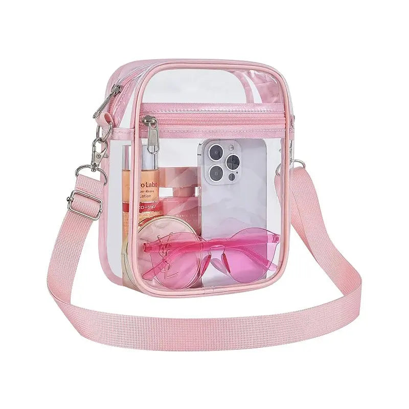 Stadium Approved Clear Crossbody Backpack - Waterproof PVC Transparent Bag with Adjustable Strap for Men & Women, Ideal for Concerts, Sports Events, Festivals, Travel, Swimming & Beach