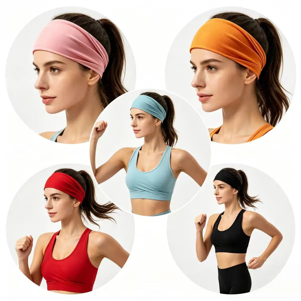 12-Pack No-Slip Elastic Fashion Headbands for Women, Sports Headbands for Workout & Daily Use