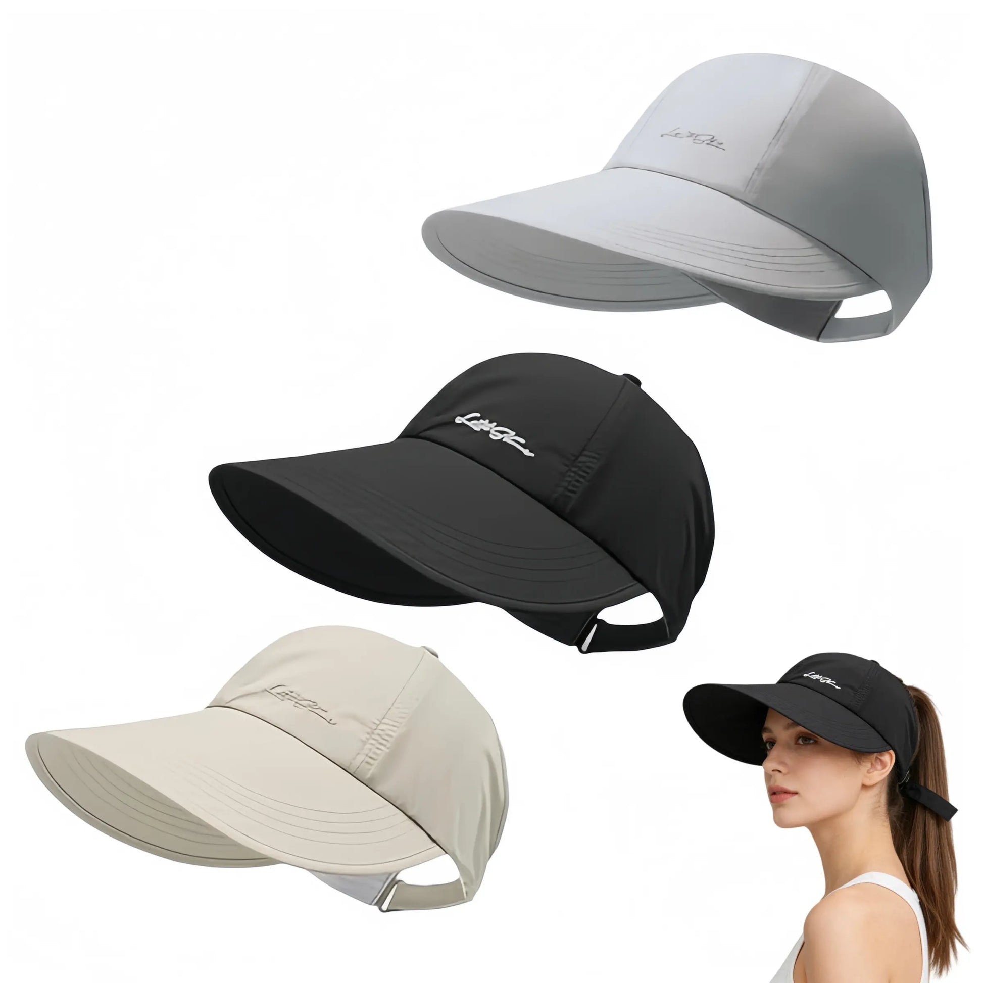 3-Pack of Spring/Summer Sun-Protective Baseball Caps, Unisex, Lightweight and Adjustable, Velcro Closure, Wide Brim, Suitable for All Seasons, Elastic Design.