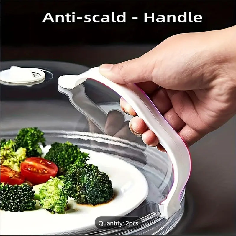 2 PCS Microwave Splatter PC Material Cover with Handle, Reusable Microwave Lid Food, Modern Kitchen Utensils, Kitchen Gadgets, Kitchen Accessories