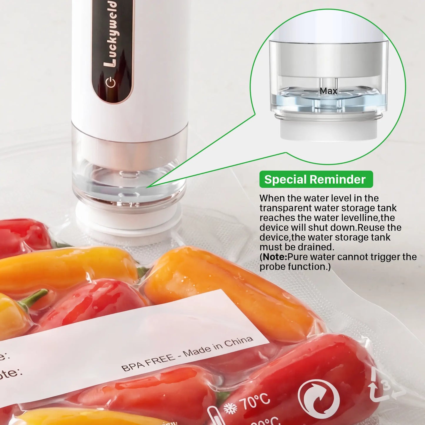 Vacuum Sealer for Food with Visual Water Storage Tank, Handheld Saver Vacuum Sealer Machine with 30 Reusable Bags for 5X Preservation & Fresh