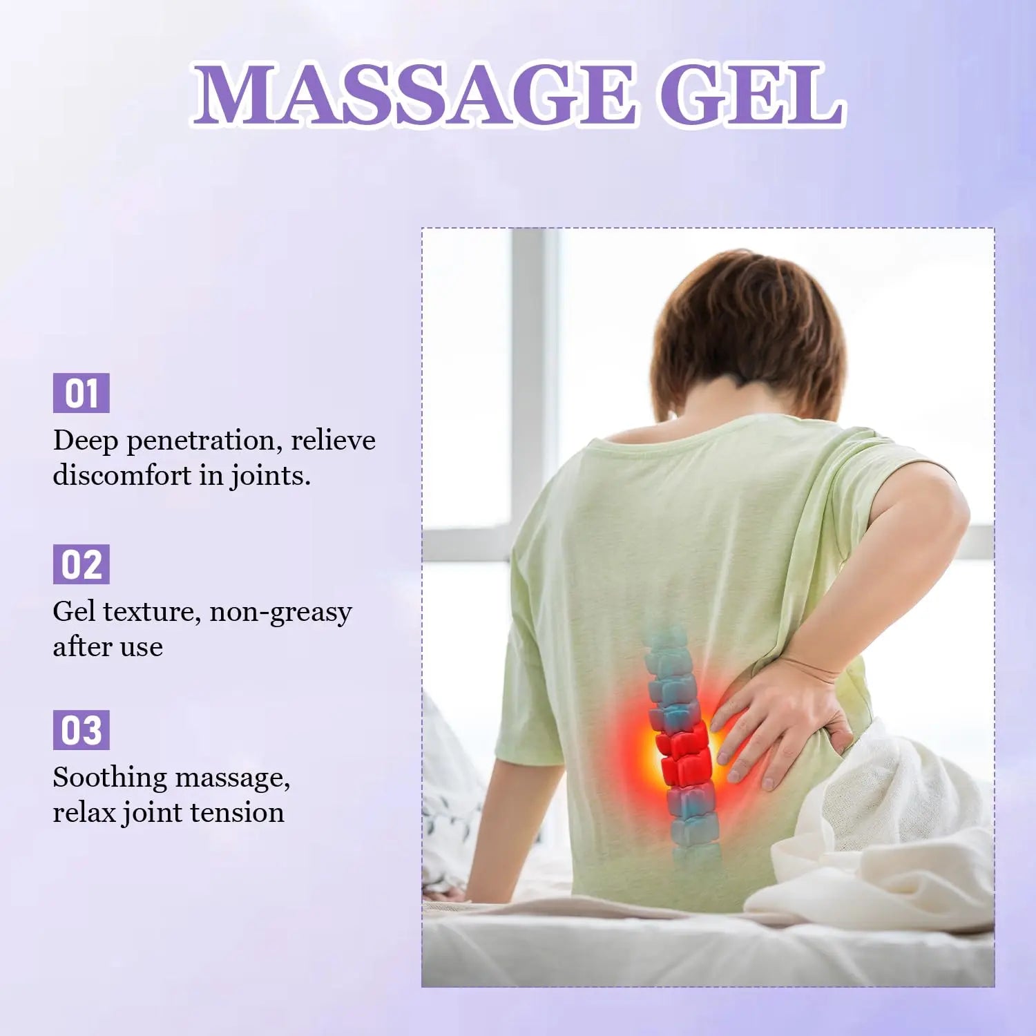 Ximonth Soothing Pain Relief Massage Gel Natural Plant Extracts Non-Greasy Fast-Absorbing Joint Discomfort Relief 100G