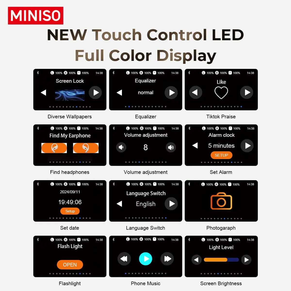 MINISO MS150 Open Wireless Headset BT5.4 Smart Screen Comfortable to Wear Super Sound Quality Long Battery Life Suitable for Music, Games, Sports