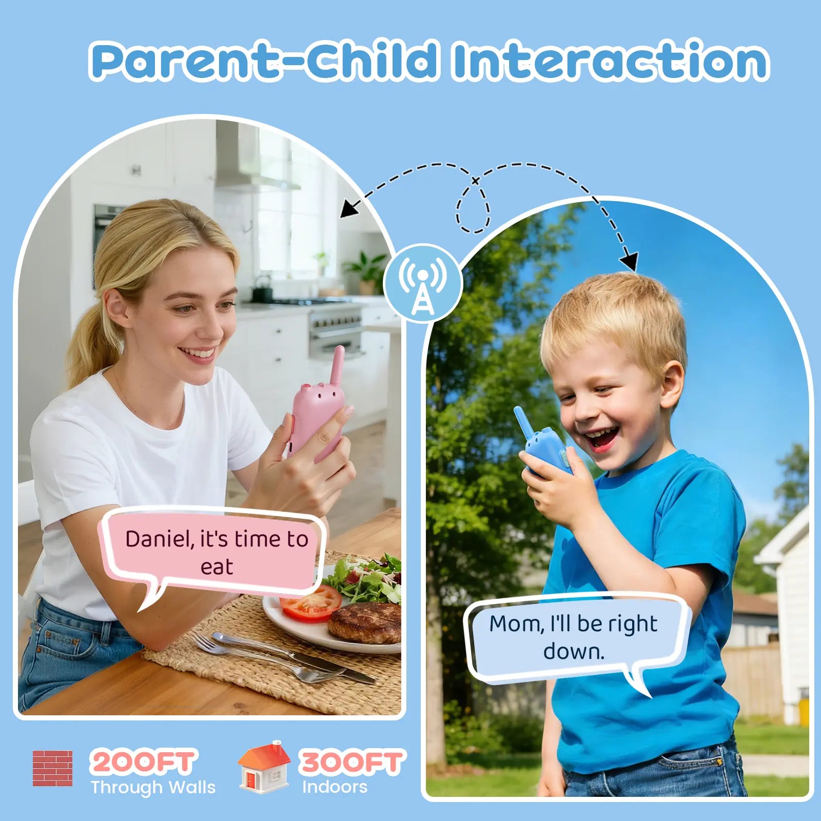 Video Walkie Talkies for Kids - 2 Pack Long Range Walkie Talkie Rechargeable Video Intercom 2 Way Radio for Age 3-12 Boys Girls for Indoor Outdoor Camping (Pink&Blue)