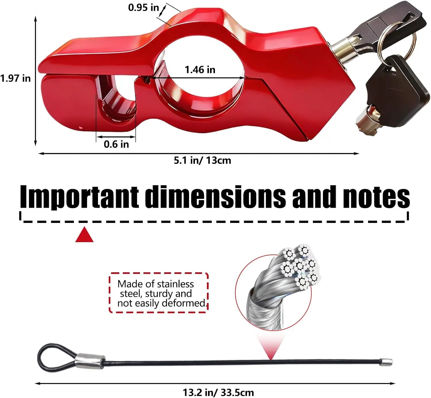Motorcycle Locks, Helmet Locked & Brake Lock Combo, anti Theft Motorcycles Handlebar Lock for Motor Moped Motorbike Scooters ATV Dirt Bike Street Bike Electric Scooters