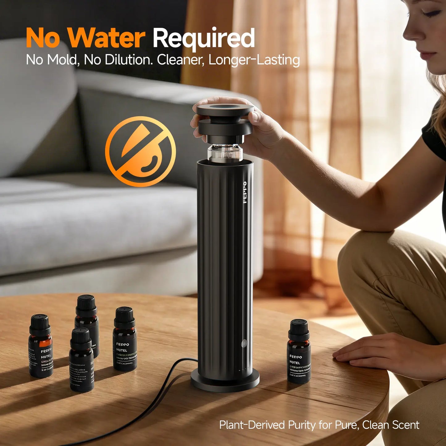 [Mother'S Day Gift] FEPPO Waterless Diffuser - Cold Air Waterless Essential Oil Diffuser Starter Kit with 5X20Ml Ho #Summervibestel Scent Oils, Quiet Smart Scent Diffuser, 6 Intensity, Timer, 1000 Sq. Ft for Home, Office, Hotel, Yoga