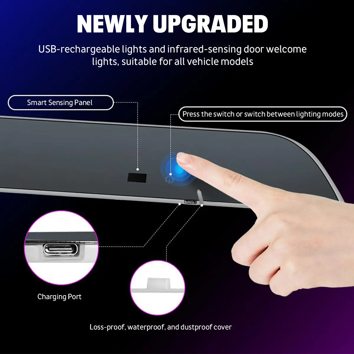 4PCS Magnetic LED Car Door Sill Welcome Light | RGB Sensor Activated Step Lamp for All Vehicles | Wireless USB Charging Interior Decorative Pedal | Easy Install Welcome Ghost Shadow Tube Tail Lights Tacoma Headlight Fuse Flexible Rechargeable Trailer