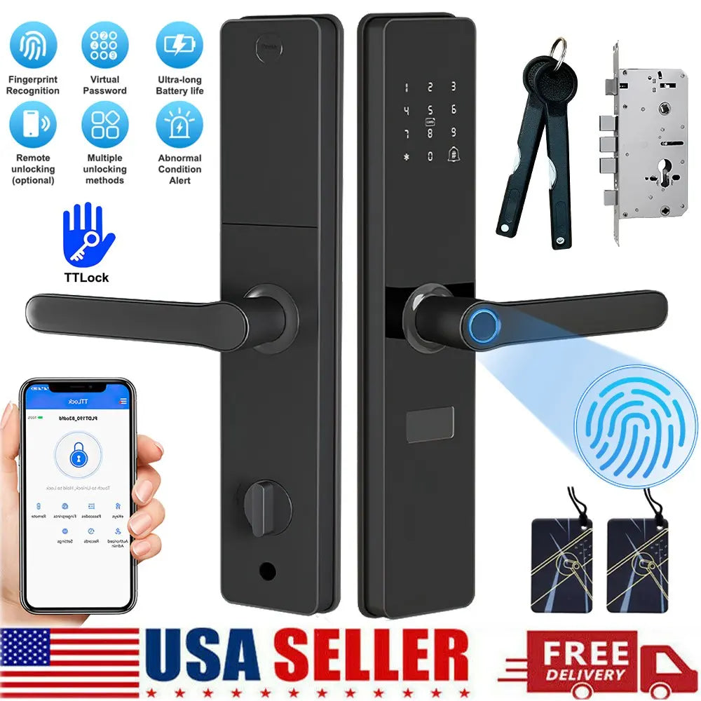 Upgraded Door Lock Biometric Fingerprint Bluetooth Password Keyless Keypad Entry