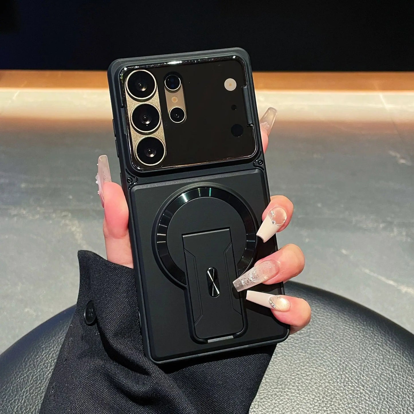 Multifunctional Magnetic Case with Invisible Stand & Camera Protection for Samsung S Series