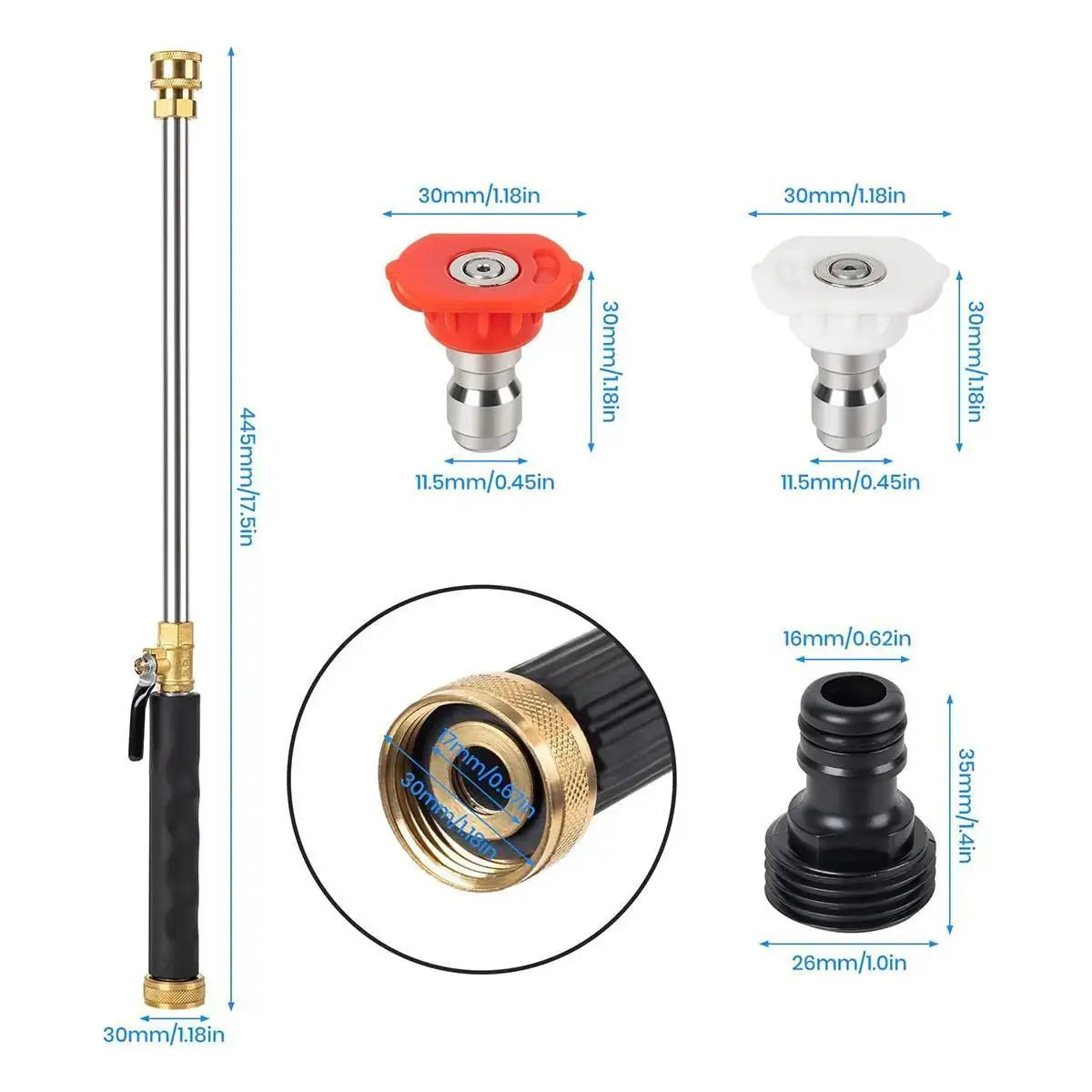 【Summervibes】Jet Nozzle Power Washer for Garden Hose, Includes 2 High-Pressure Nozzles and Quick Connectors | Hydro Jet High Pressure Washer Tools.