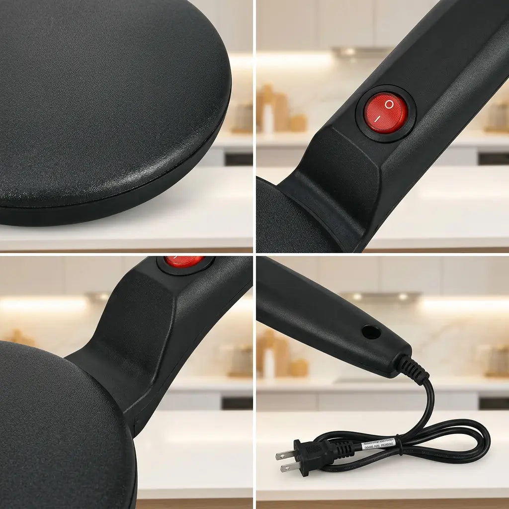 Multi-Function Pancake Maker, Non-Stick Crepe Maker & Crepe Machine - Non-Stick Heating Plate with LED Indicator Light, Easy to Clean, Compact Home Breakfast Machine