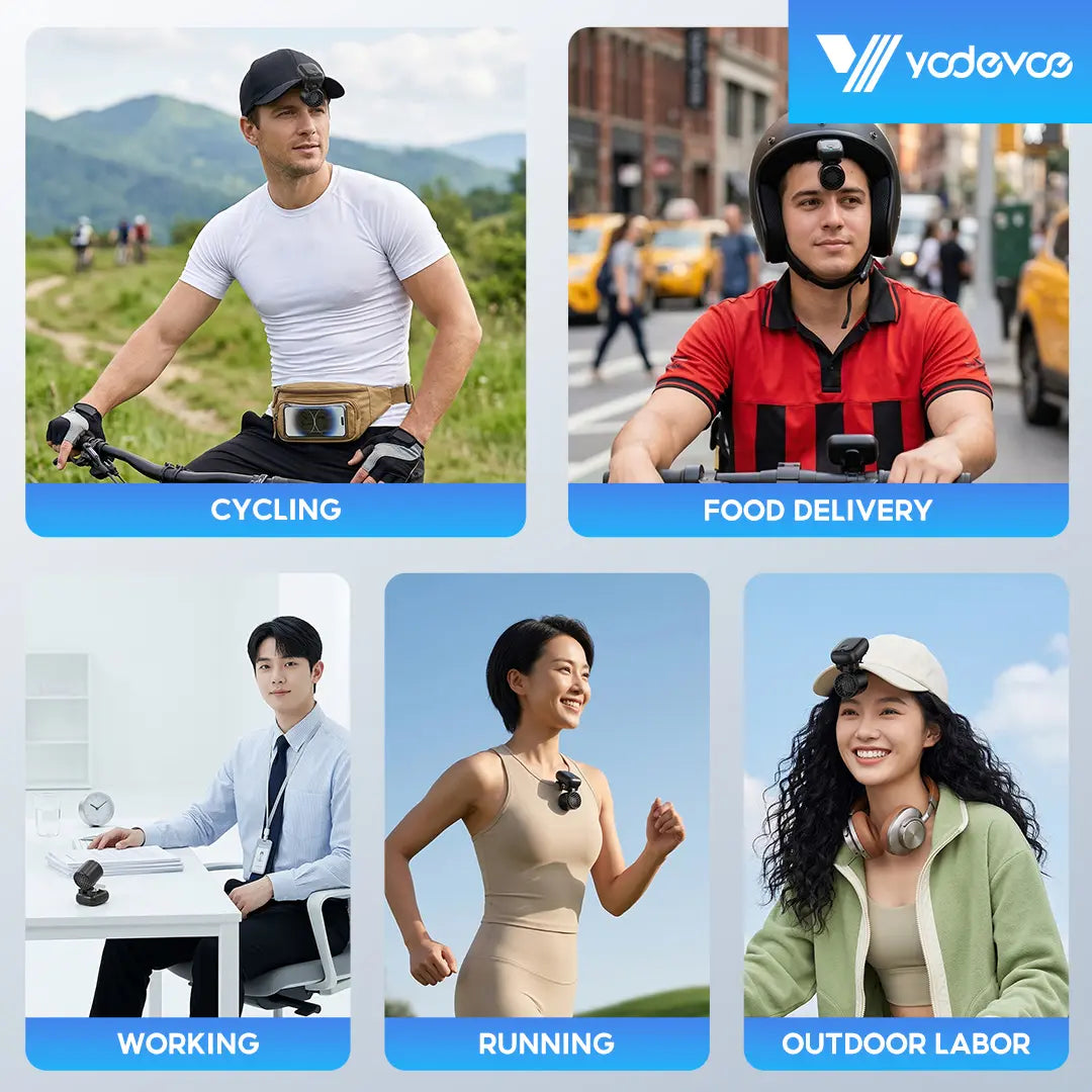 Yodevoe USB Rechargeable Handheld Fan, Portable Cooling Fan, 90° Adjustable Clip-On Fan, Mini and Compact, Suitable for Outdoor Sports and Travel.
