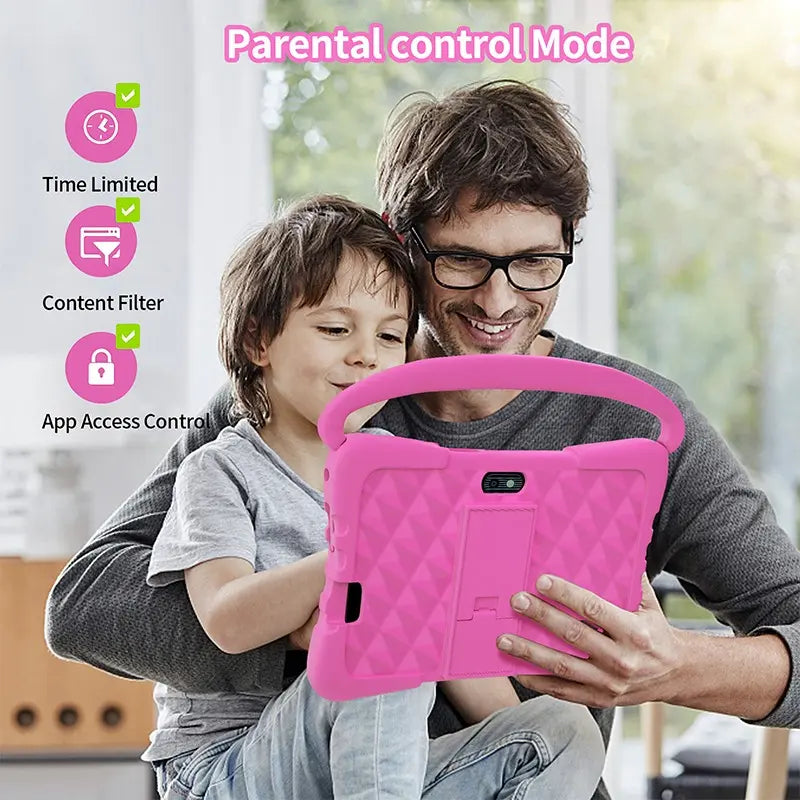 7-Inch Kids Touchscreen Tablet, Quad-Core Android 13.0, 4GB RAM 64GB Storage, 1280X800 Resolution, Dual Cameras, Wifi Bluetooth-Compatible, Parental Control