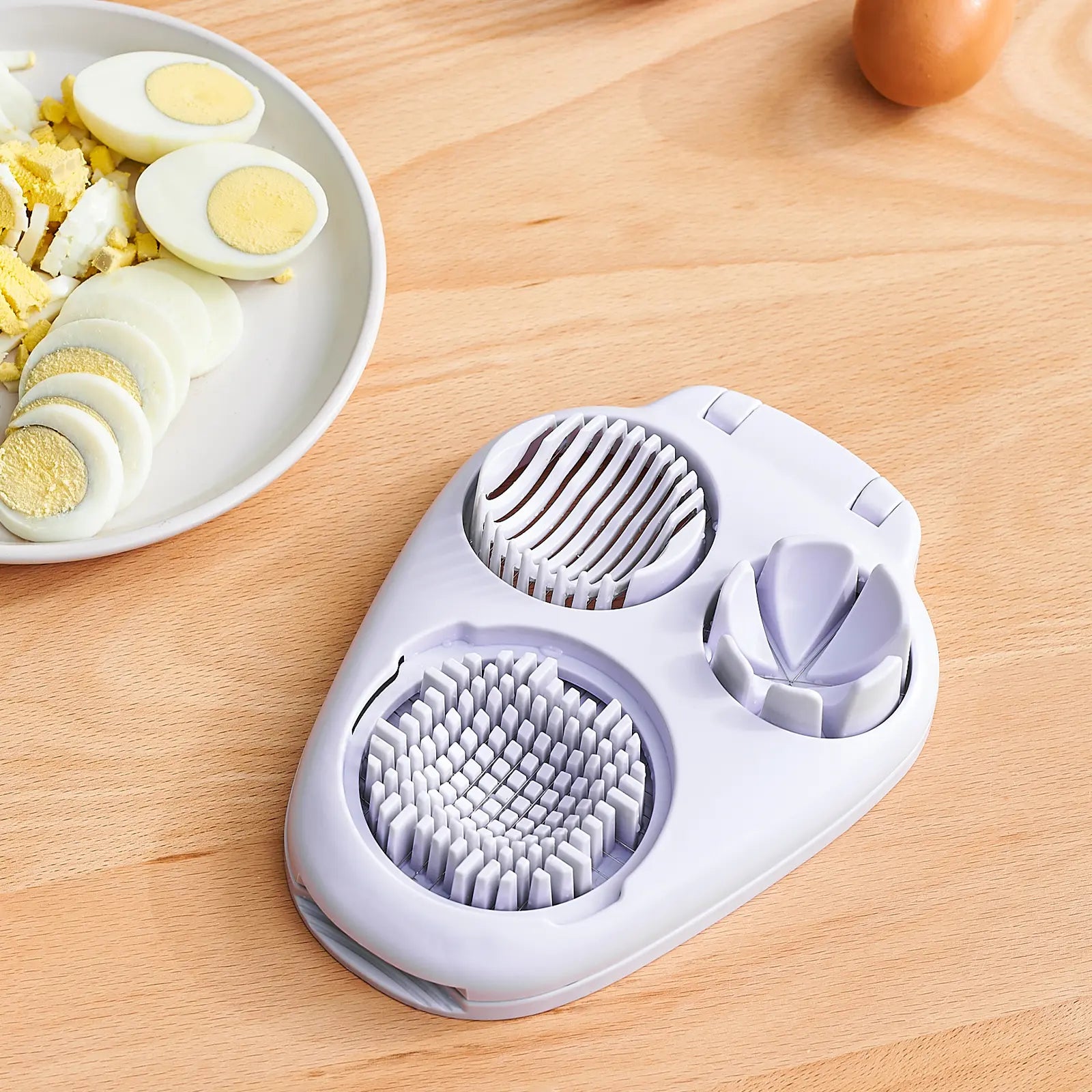 3-In-1 Multifunctional Egg Slicer, Stainless Steel Egg Cutter for Boiled Eggs, Century Eggs, Strawberry and Soft Fruits, Easy Egg Slicer Chopper for Salads, Bento and Kitchen Prep
