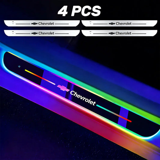 4PCS Magnetic LED Car Door Sill Welcome Light | RGB Sensor Activated Step Lamp for All Vehicles | Wireless USB Charging Interior Decorative Pedal | Easy Install Welcome Ghost Shadow Tube Tail Lights Tacoma Headlight Fuse Flexible Rechargeable Trailer