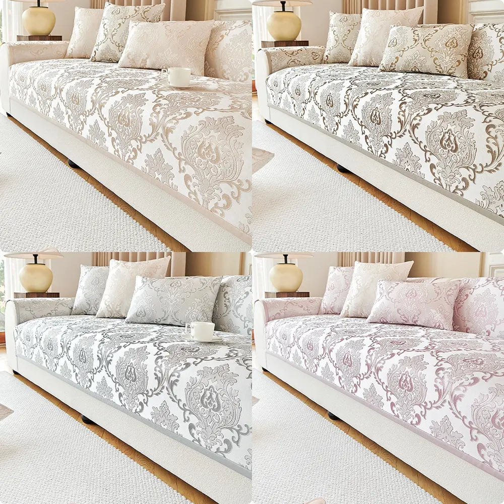 Luxury European Style Floral Sofa Cushion, Bohemian Anti-Slip Design, Breathable Pet-Friendly Washable Multi-Purpose Decorative Pillow, Dustproof Couch Pad