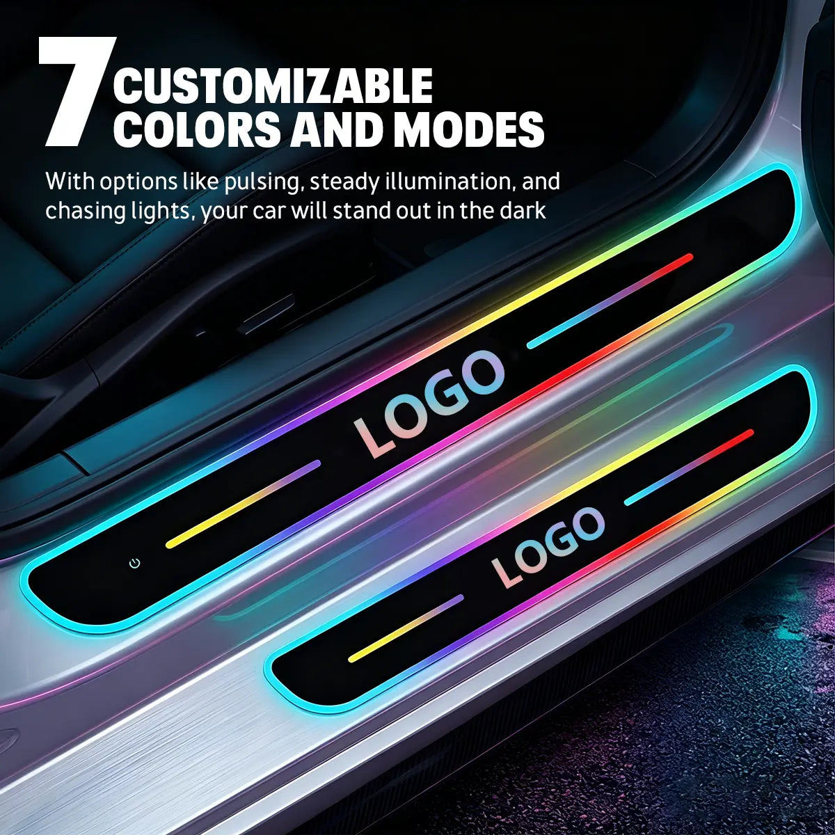 4PCS Magnetic LED Car Door Sill Welcome Light | RGB Sensor Activated Step Lamp for All Vehicles | Wireless USB Charging Interior Decorative Pedal | Easy Install Welcome Ghost Shadow Tube Tail Lights Tacoma Headlight Fuse Flexible Rechargeable Trailer