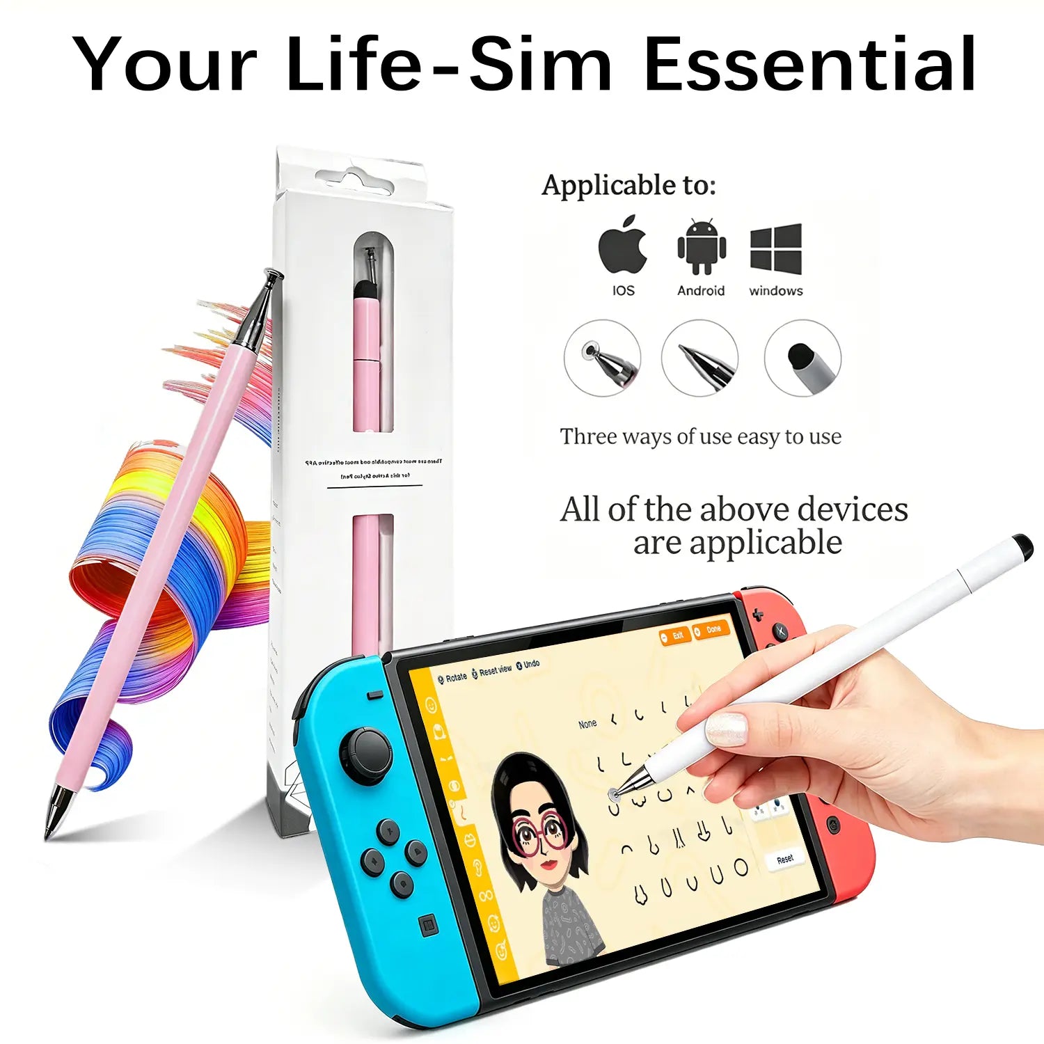 3-In-1 Stylus Pen for Touch Screen, High Precision and Sensitivity, Suitable for Iphone/Ipad/Android Tablets, Compatible with Touch Screens (Pink/Green/White) Mothersdaygift