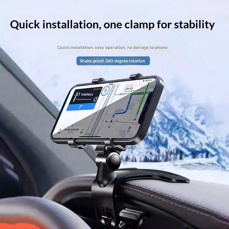 Phone Car Mount for Central Dashboard/Rearview Mirror – Multifunctional In‑Car Navigation Support Bracket
