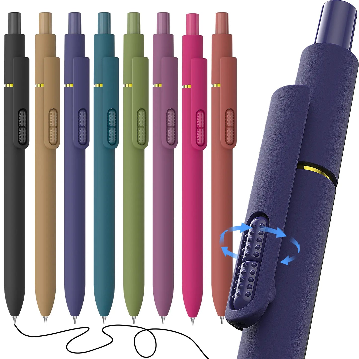 Hiacry 8 Pcs Gel Pens - 0.7Mm Fine Point Smooth Writing Black Ink, Quick-Dry Long Lasting Fidge Pens, School & Office Supplies for Men Women