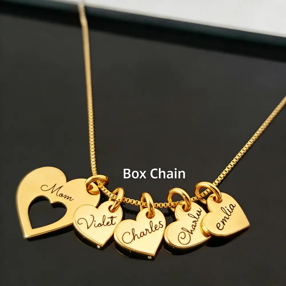 AS198 for Mother'S Day Meaninful Personalized Hearts Name Multiple Heart Names Necklace, Family Keepsake Necklace Family Names Mom'S Day Gift