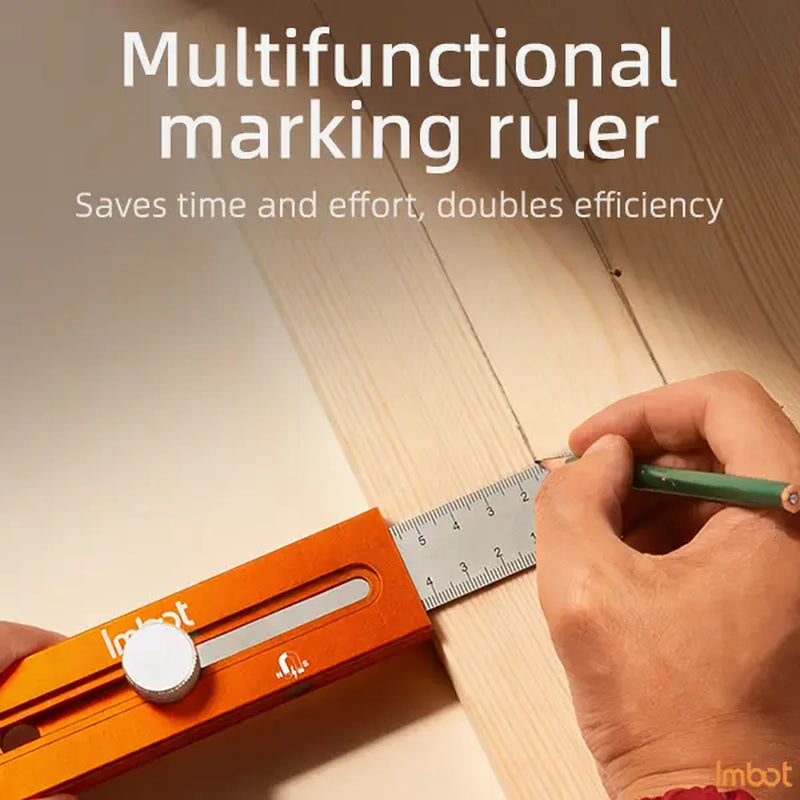 Imbot Multi-Function Marking Ruler - Precision Measuring & Scribing Tool for Woodworking & DIY