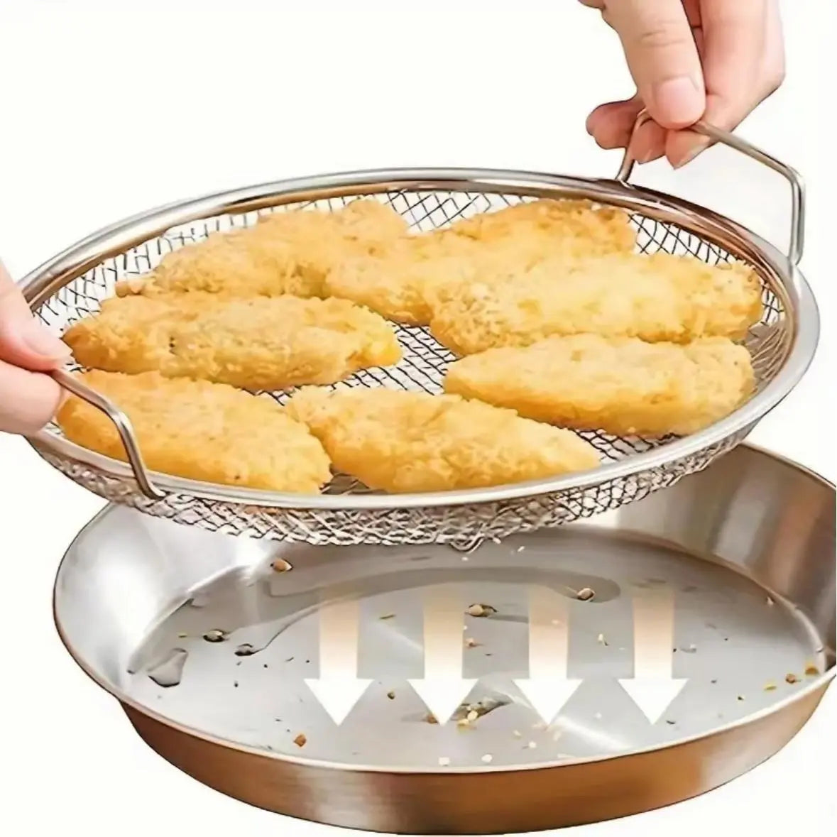 【Free Shipping 】Steel Oil Filter Tray with Jumpstart Sale Fine Mesh Basket, Fine Mesh Strainer, High Power Frying & Grilling Filter, Easy Clean Design for Home Kitchen Use