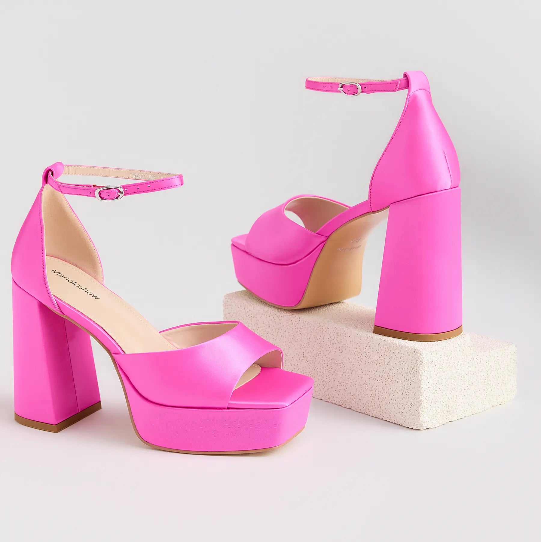 Women'S Sandals Peep Toe:Chunky Heels Pumps Ankle Buckle Strap Platform Heels 4.7" High Heeled Evening Party Wedding Dress Shoes