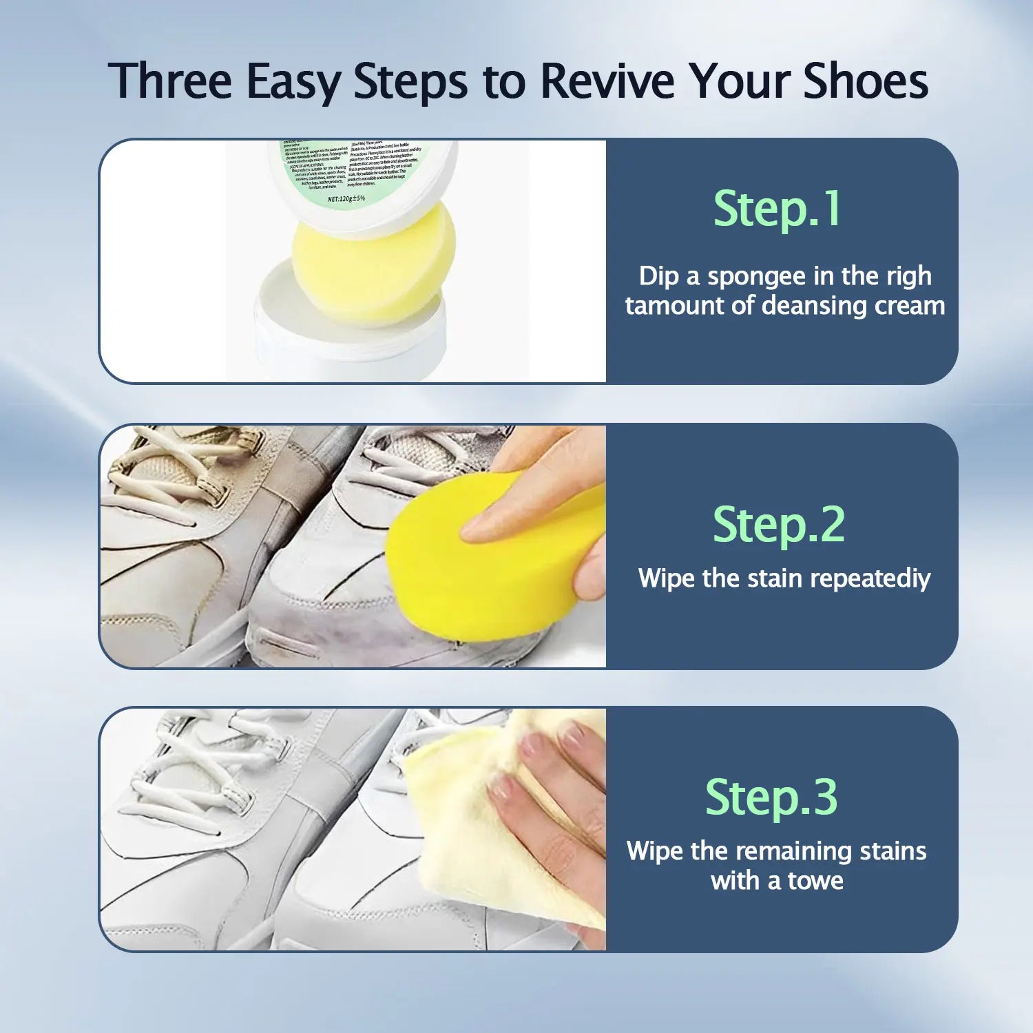 【Mothersdaygift】White Shoes Cleaning Cream for Sneakers Leather Furniture Tiles & Car Interiors Fast Stain Removal Easy to Use No Water Needed Non-Damaging Multi-Purpose Cleaner