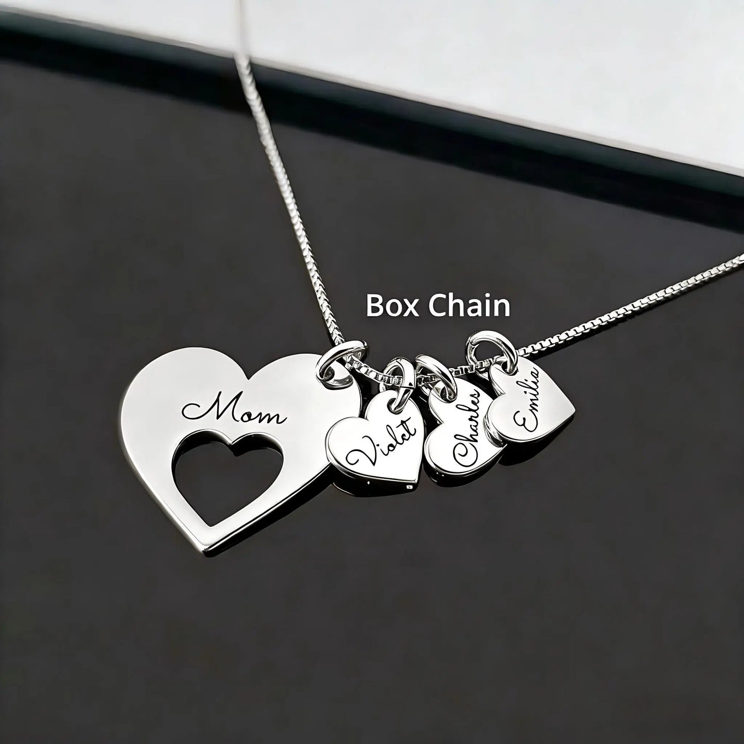 AS198 for Mother'S Day Meaninful Personalized Hearts Name Multiple Heart Names Necklace, Family Keepsake Necklace Family Names Mom'S Day Gift