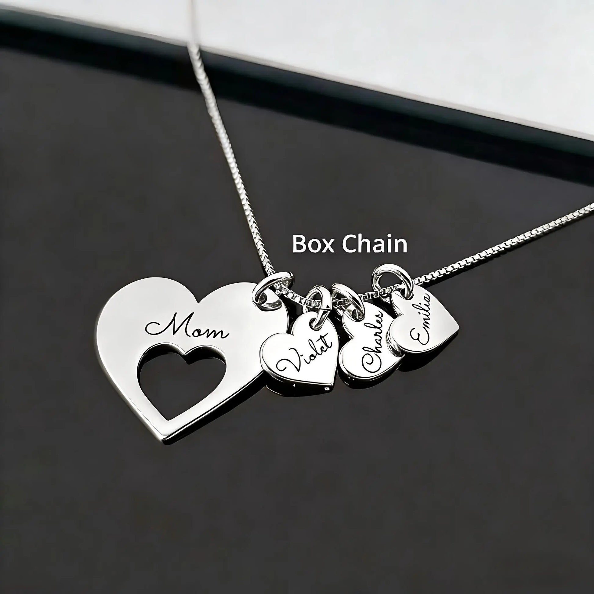 AS198 for Mother'S Day Meaninful Personalized Hearts Name Multiple Heart Names Necklace, Family Keepsake Necklace Family Names Mom'S Day Gift