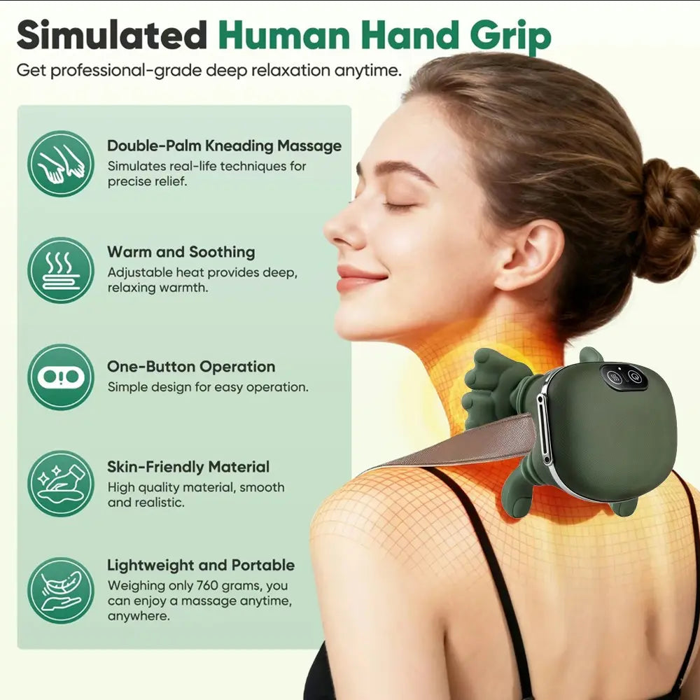 Hand Shoulder Neck Massager, Realistic Hand Massage, Heat Therapy, Finger Pressure, Rechargeable, Christmas Gift, New Year Gift, Valentine'S Day Gift, USB Rechargeable Massagers