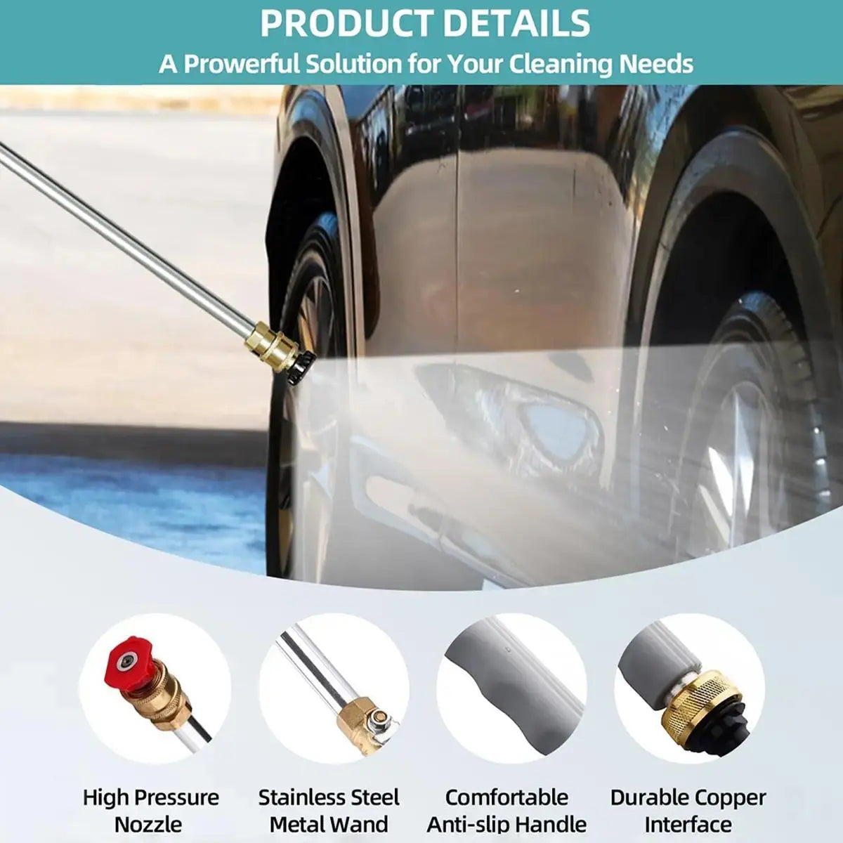 【Summervibes】Jet Nozzle Power Washer for Garden Hose, Includes 2 High-Pressure Nozzles and Quick Connectors | Hydro Jet High Pressure Washer Tools.