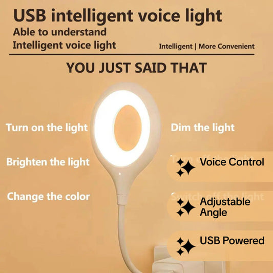 USB Voice Smart LED Night Light, Voice Activated, Dimmable & Color Changing, Usb-Powered Portable Nightlight for Bedroom, Hallway, Stairway, Desk, 1 Pack