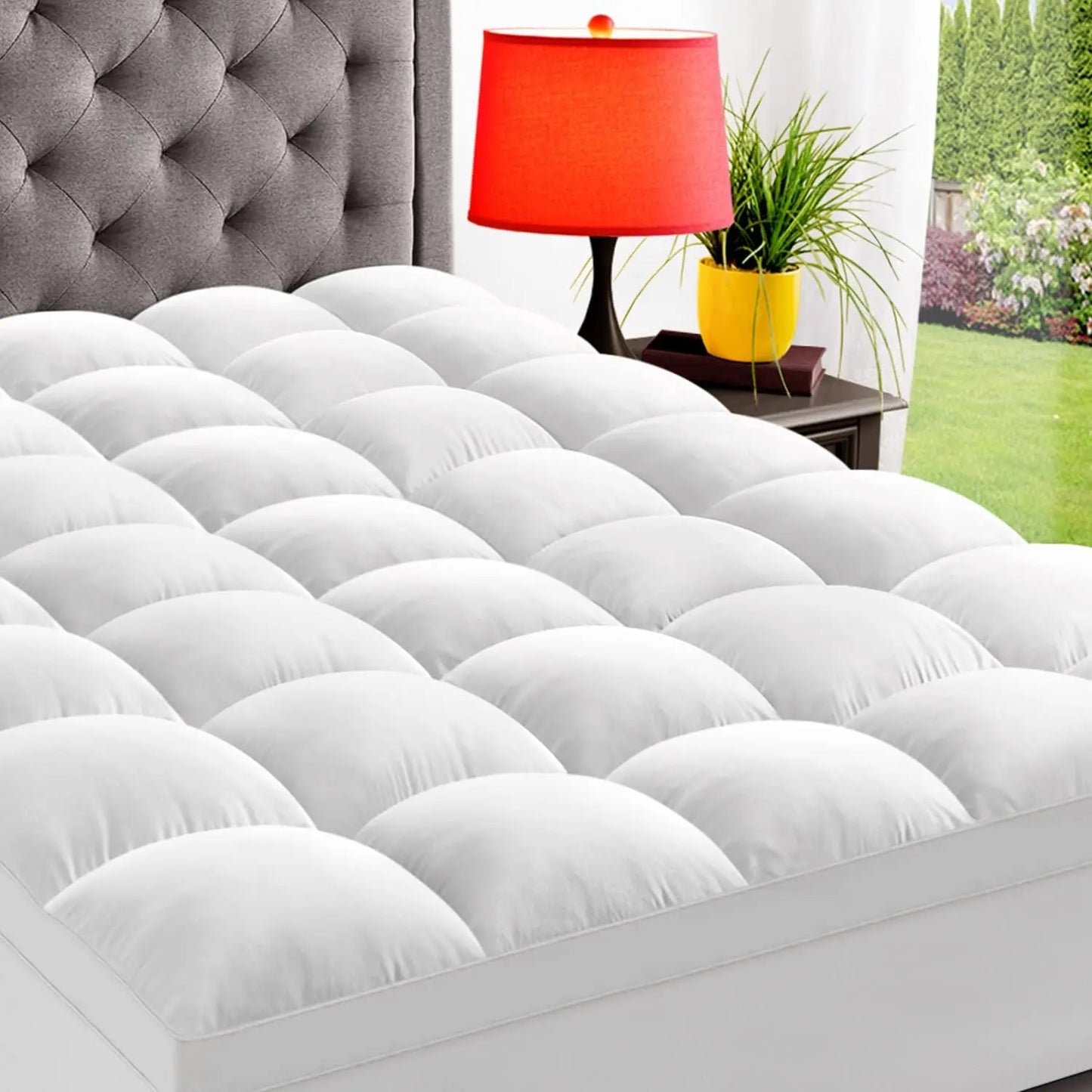 【Tiktok Shop Mother'S Day】Elemuse Extra Thick Mattress Topper for Back Pain, Plush Soft Pillowtop with Elastic Deep Pocket, Cooling down Alternative Filling, Soft Pillow Top for Better Sleep & Back Pain Relief