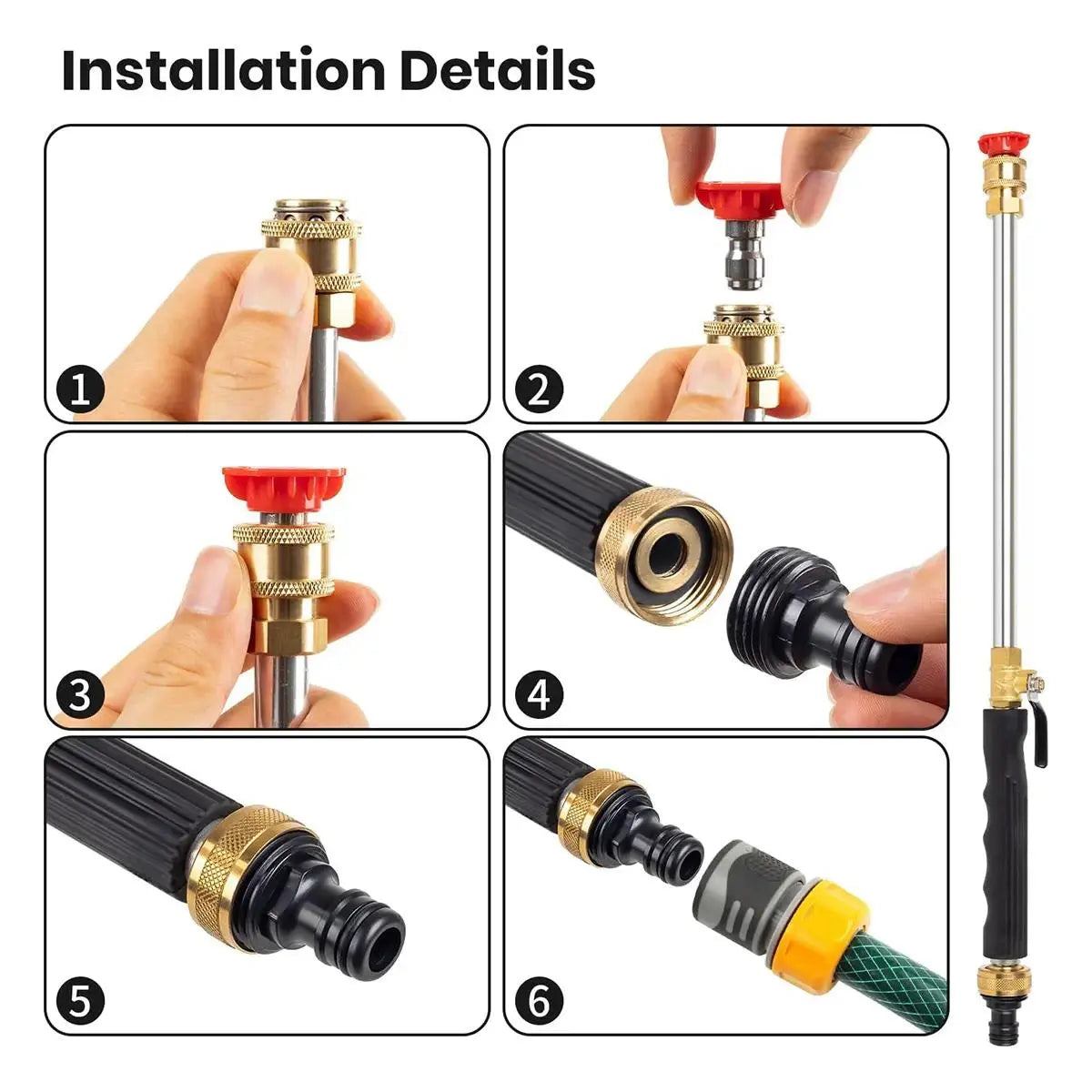 【Summervibes】Jet Nozzle Power Washer for Garden Hose, Includes 2 High-Pressure Nozzles and Quick Connectors | Hydro Jet High Pressure Washer Tools.