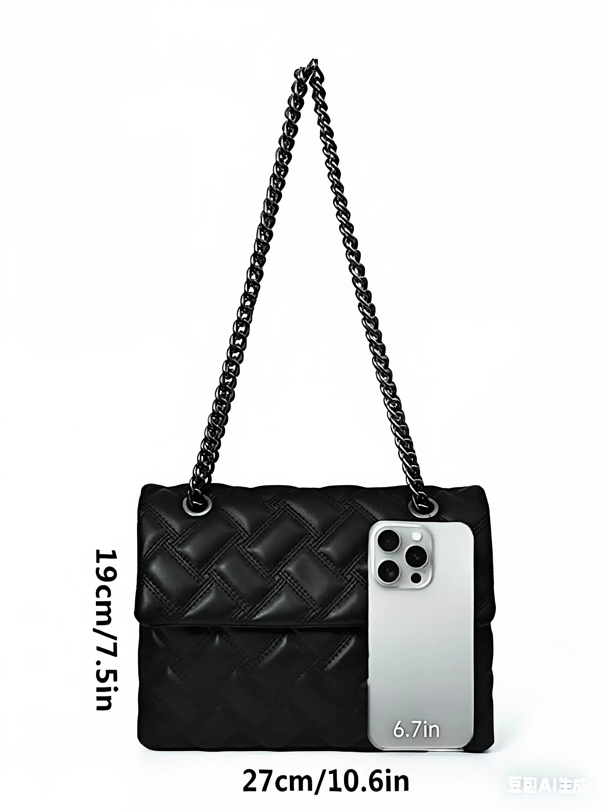 2026 New European Style Chain Messenger Bag, Plaid PU Material, Large Capacity, All Seasons, Perfect for Commuting and Daily Use
